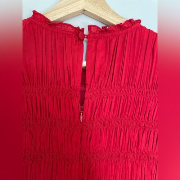 NEW Reformation Kiria Midi Drop Waist Short Sleeve Dress Lipstick Red | size 0 - Picture 8 of 14